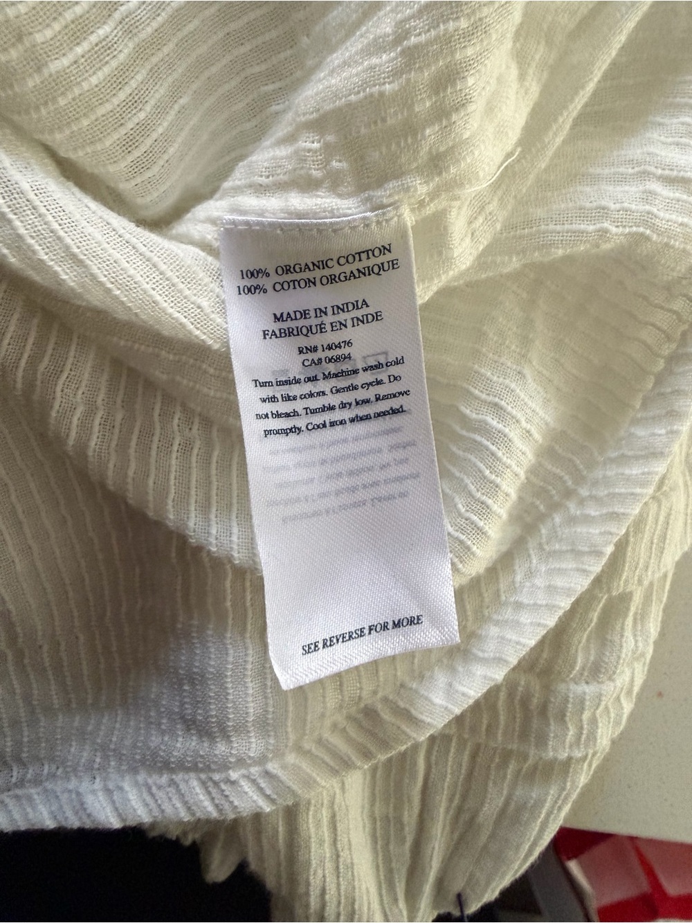 FAHERTY Willa Long Sleeve Organic Cotton Ruffled Blouse Size Medium Cream Boho - Picture 7 of 8